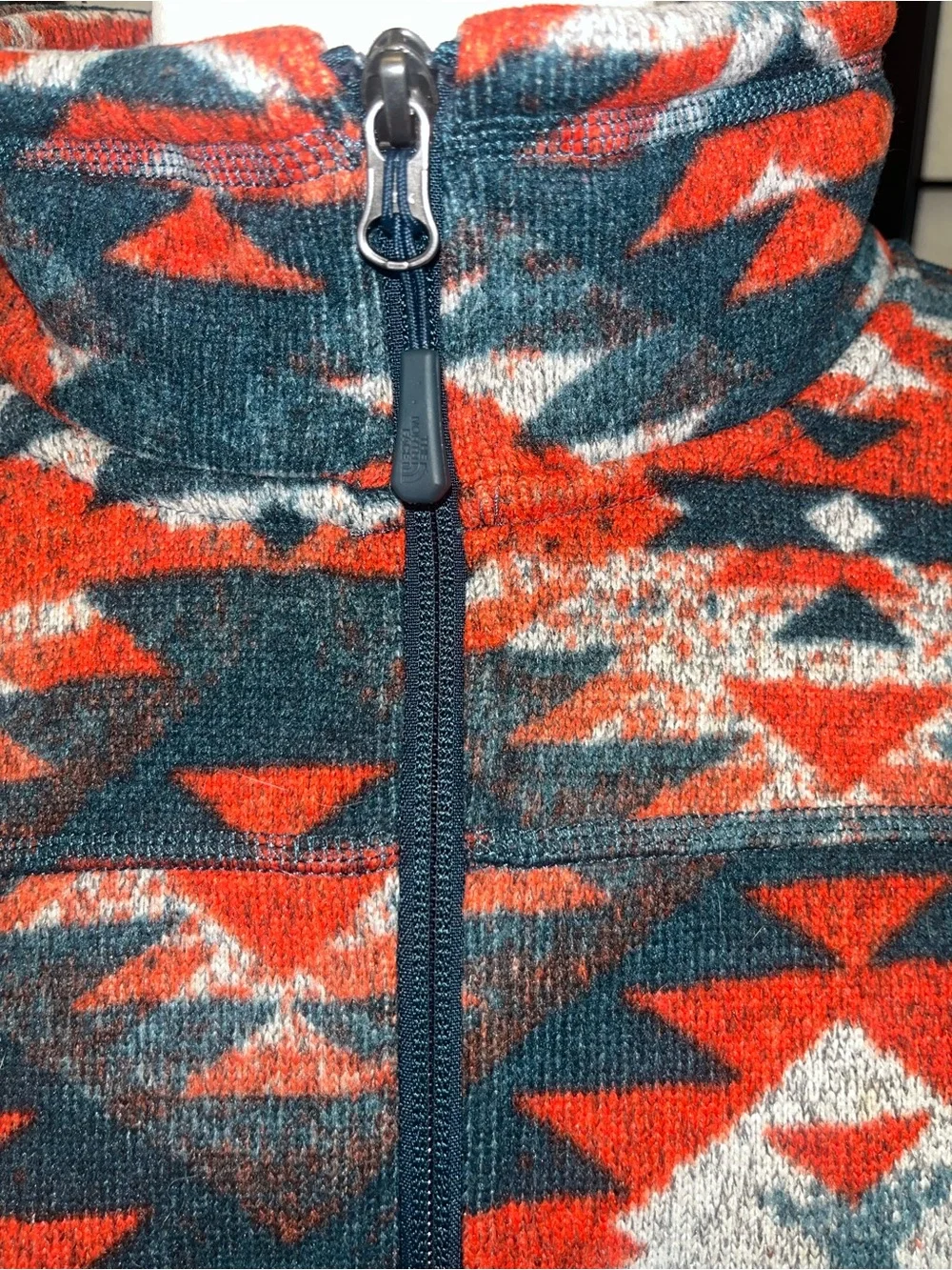 The North Face Men’s Zip Pullover Fleece - Red, Teal & White Aztec